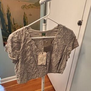 Anthropologie Textured Gray Blouse